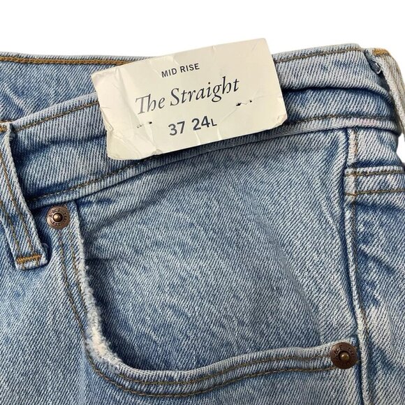 NWT Abercrombie & Fitch The Straight Ultra Mid-Rise Blue Womens 37/24L - Picture 7 of 11